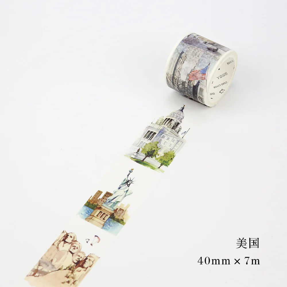 4cm*7m Travelling The World Buildings Washi Tape Adhesive Tape DIY Scrapbooking Sticker Label Masking Tape