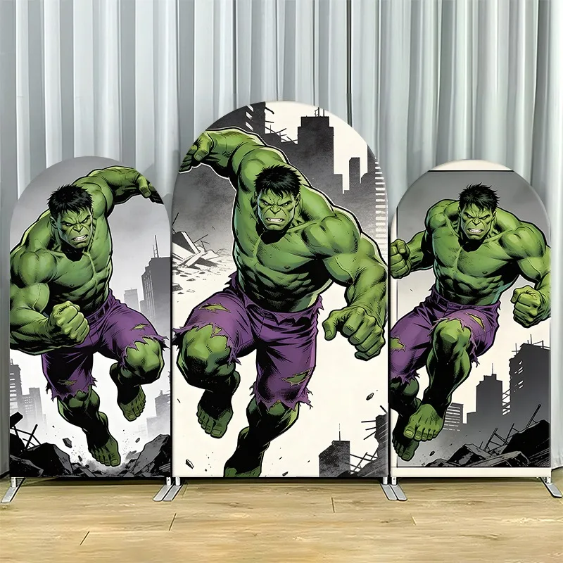 

Arch Backdrop Cover Single Side Hulk Superhero Urban City Action Pose Party Decoration Photo Booth Background Props Room Decor