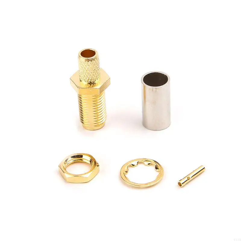 10PCS SMAメスナットバルクヘッドクリンプRG RG142 LMR195 RG400用のRFコネクタ