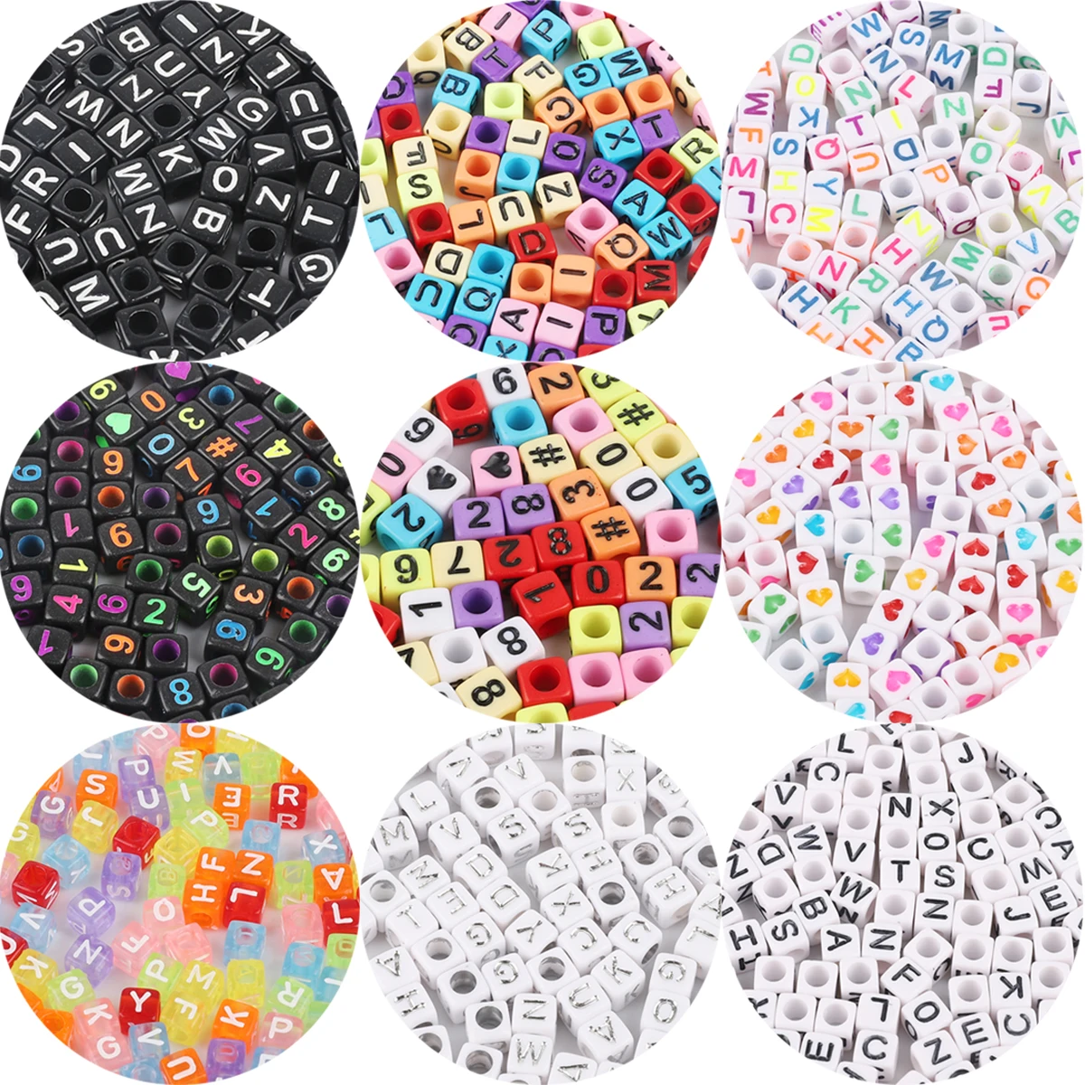100pcs 6x6mm Square Acrylic Letter Beads Random Mix Alphabet Cube Loose Beads for DIY Bracelet Necklace Jewelry Making