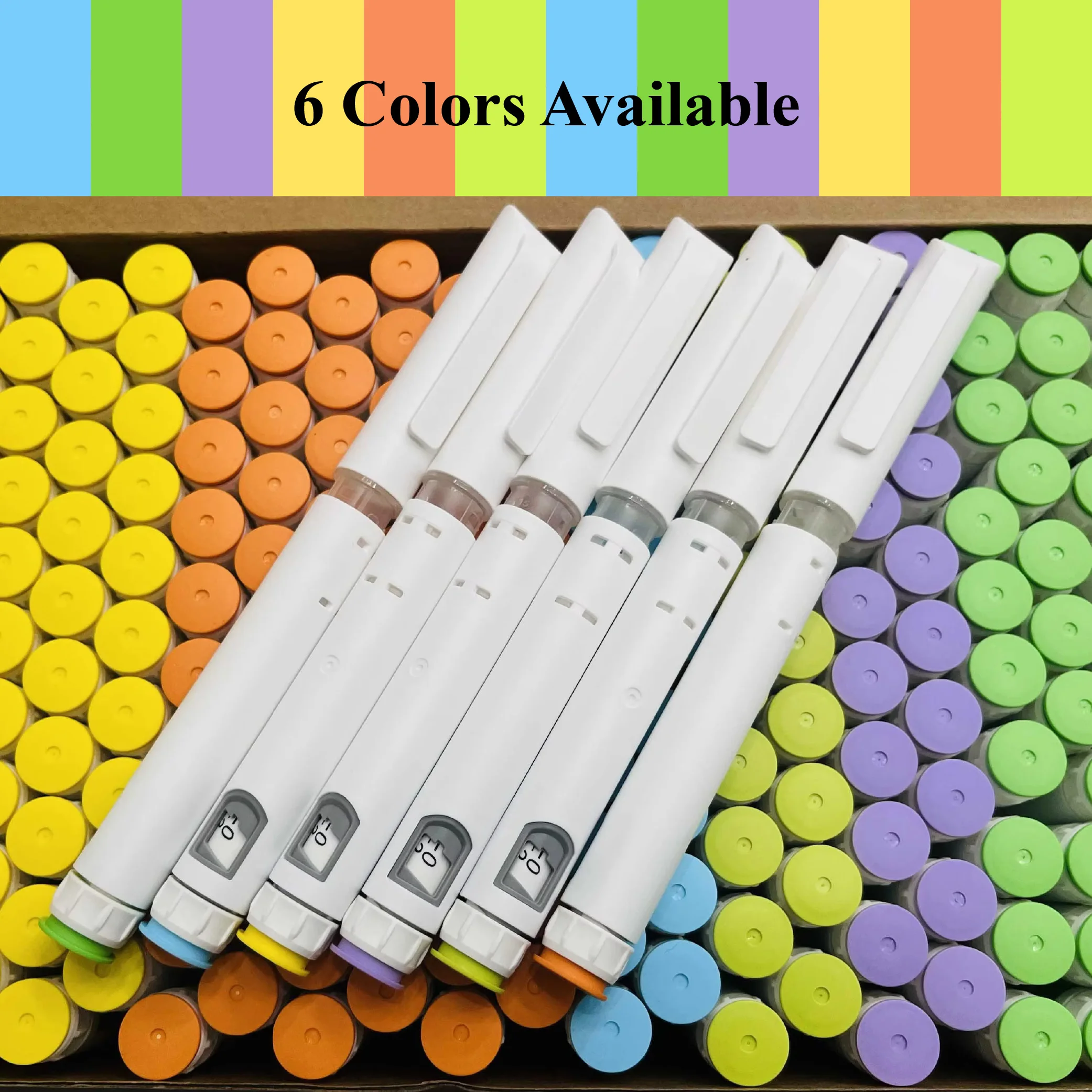 10pcs Color Optional Disposable Injection Pen 60U Insulin Syringe Tattoo Handle Pen Fit with 3ml Glass Vial/ Insulin Cartridges