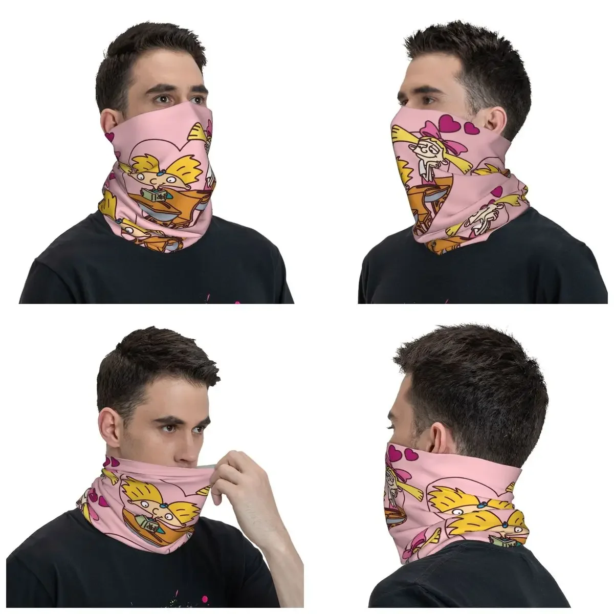 Hey Arnold! Stuff Bandana Neck Gaiter Helga Pataki Heart Wrap Scarf Summer Fishing Face Mask Unisex Windproof