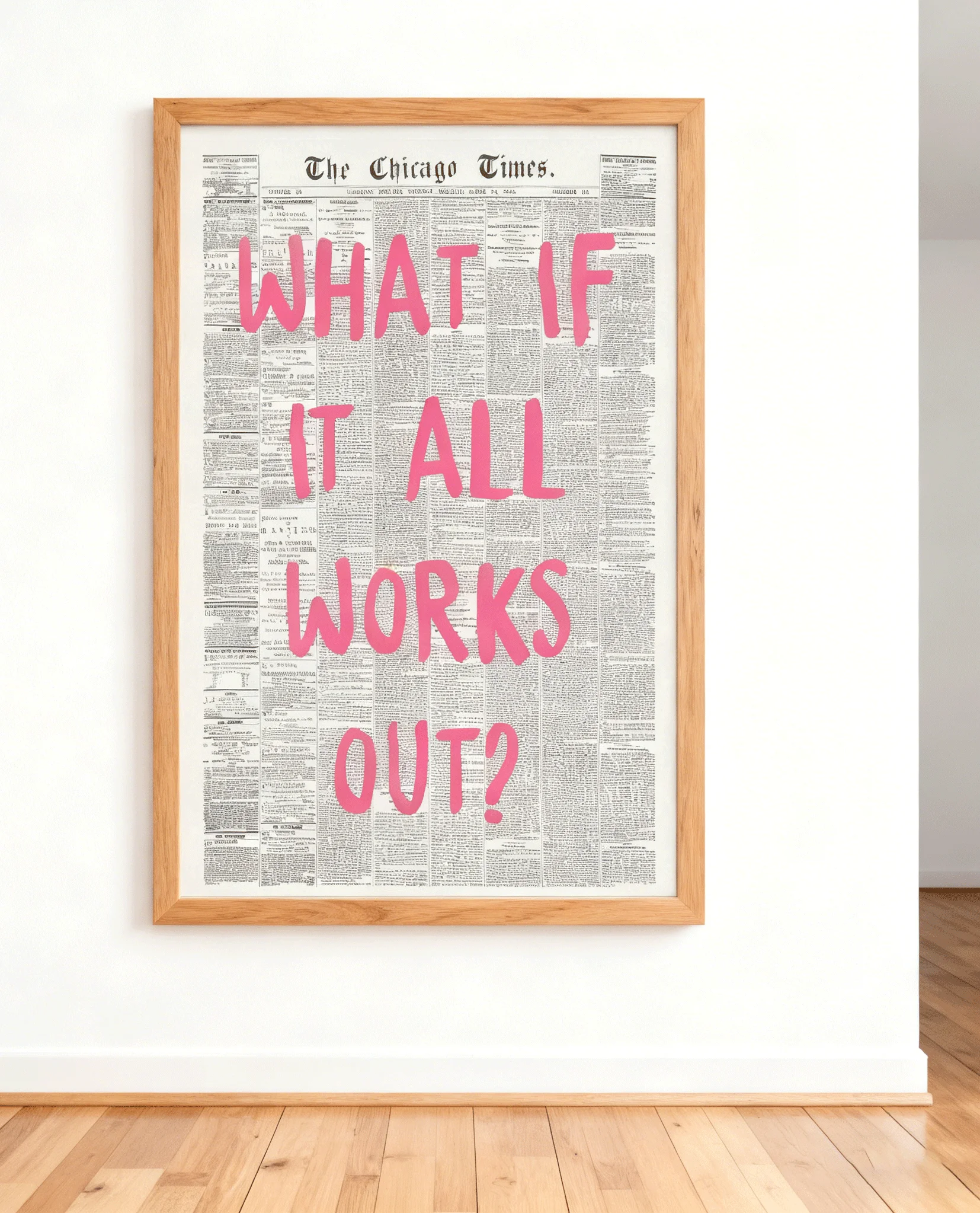 Zeitungsplakat – Was wäre, wenn es alle auslässt – Leinwand-Wandkunst mit positivem Zitat, die minimalistische Drucke bestätigen, neutrales Schlafsaal-Bett
