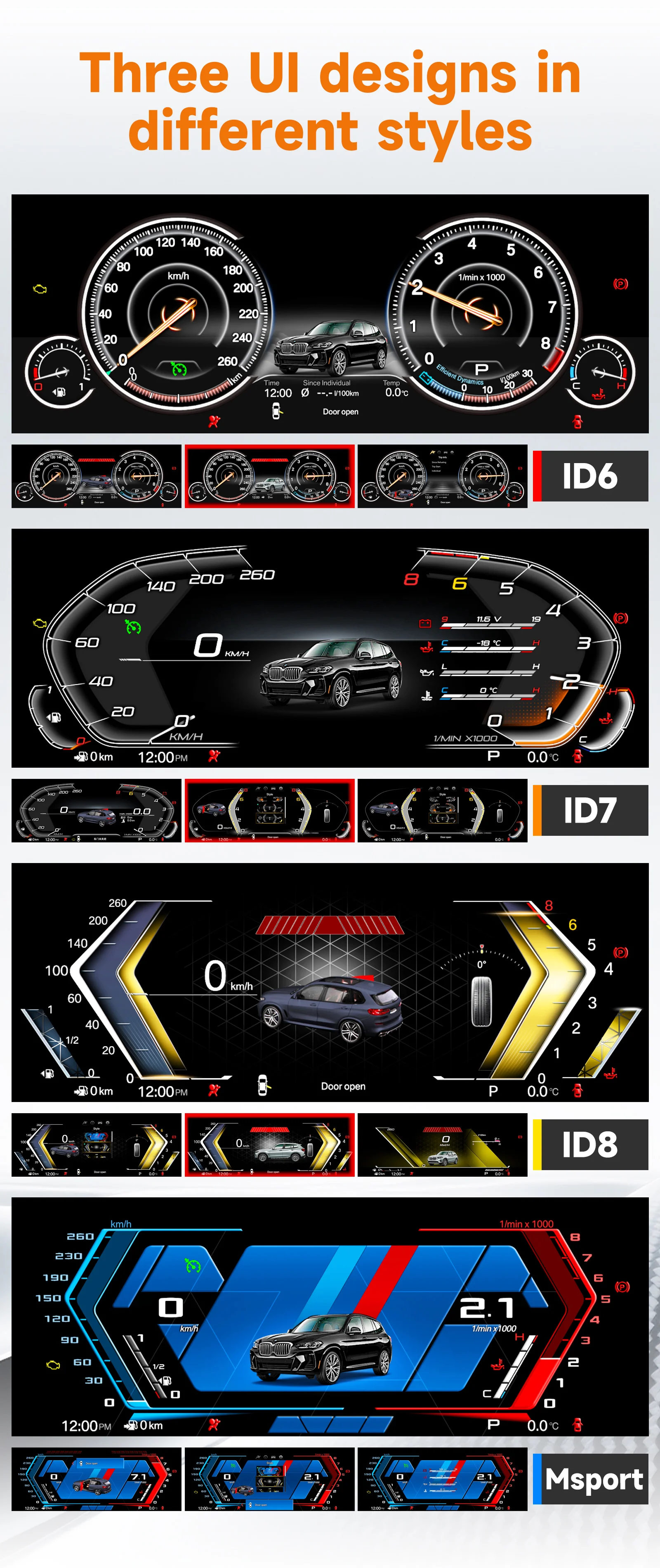 1920*720 Dashboard Panel For BMW X3 E83 2004 - 2010 Digital Instrument Cluster Virtual Cockpit Speedometer 12.3
