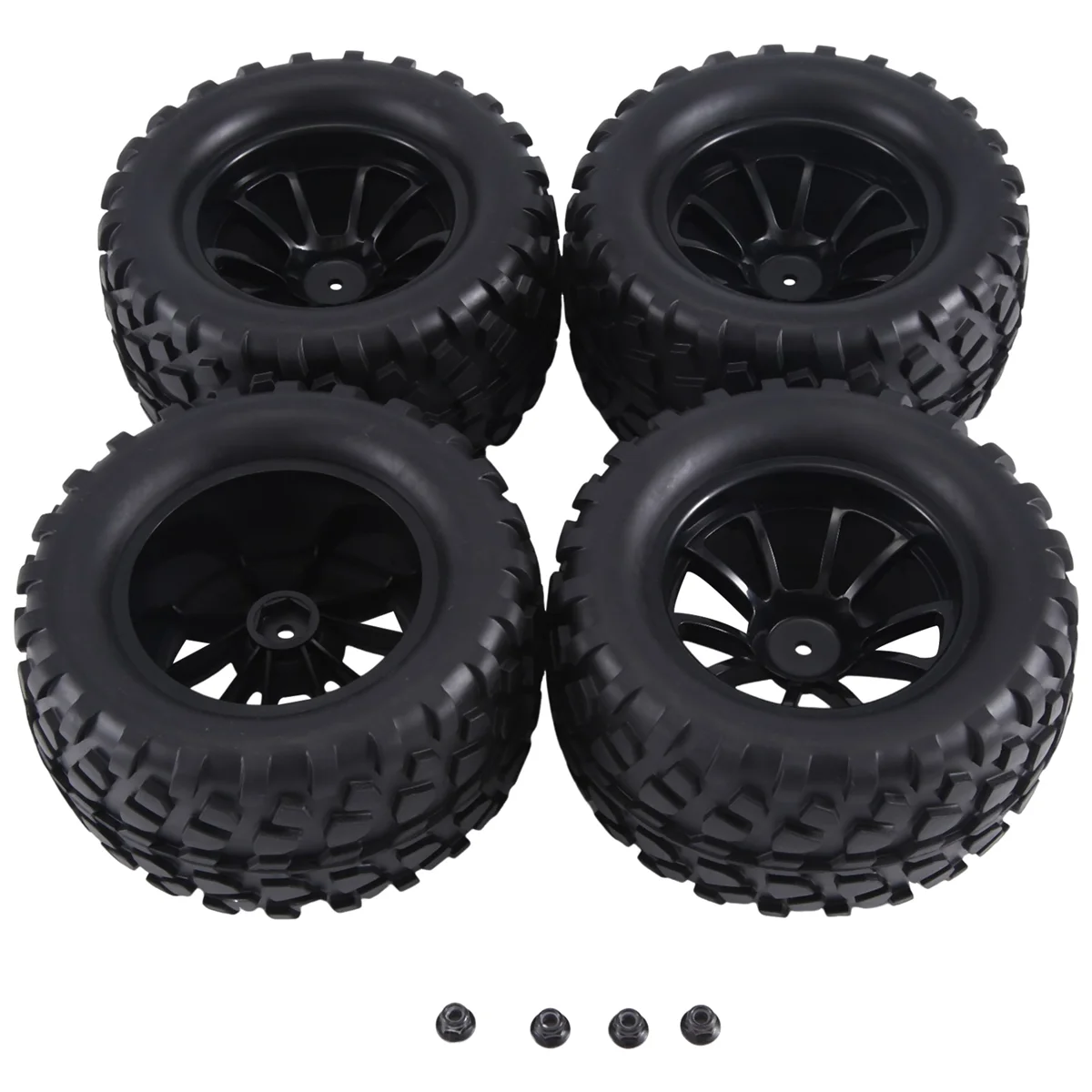 12mm Hex RC Wheels and Tires 1/10 Scale RC Truck Tires Wheels for Traxxas Rustler Stampede Hoss 2Wd 4X4 Vxl Tires,B