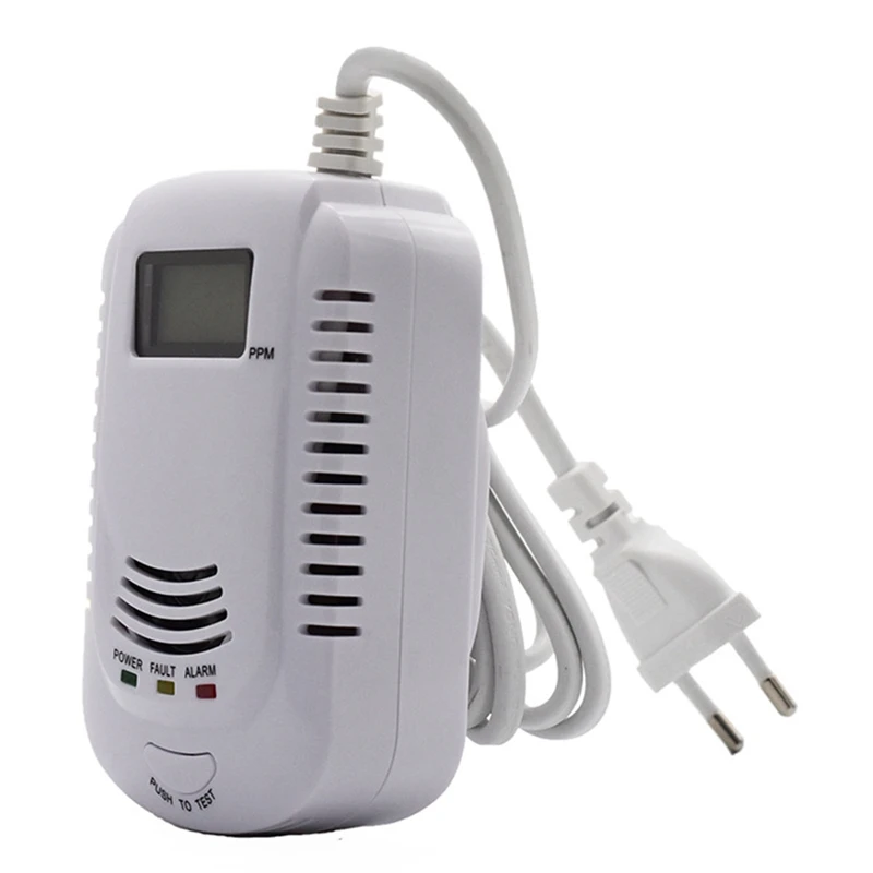 Gas Leak Detector Analyzer Carbon Monoxide Sensor LCD Digital Displayer Natural Gas 2 In 1 Alarm System