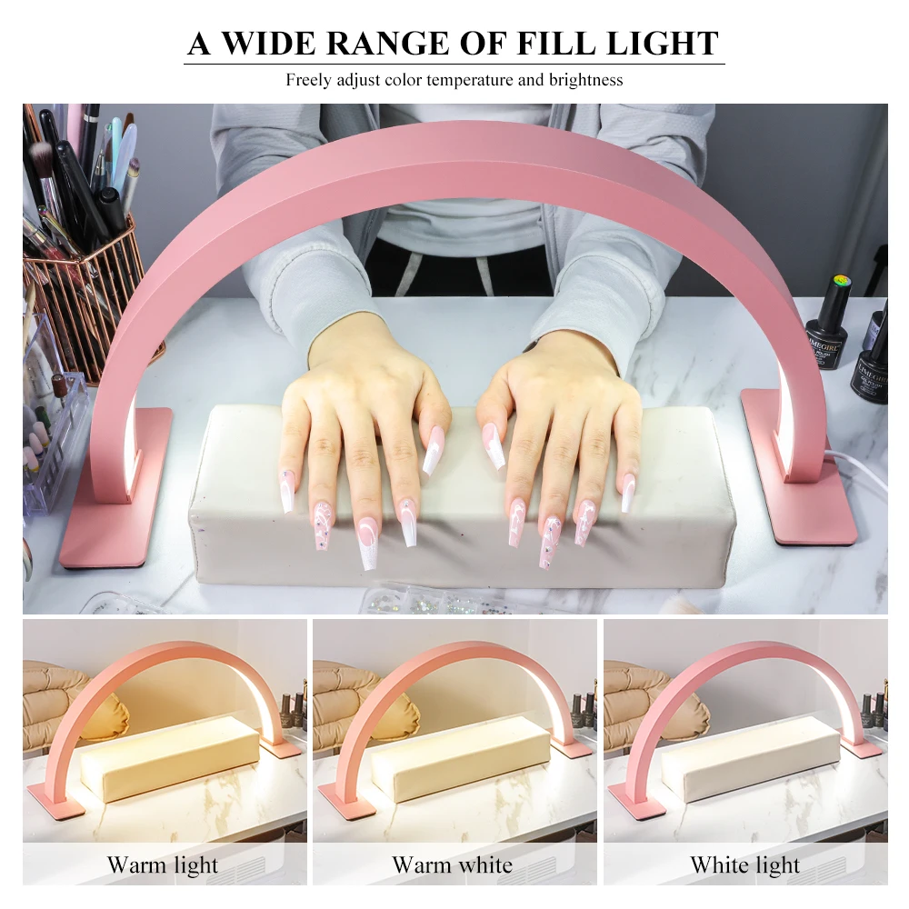 Lampada a mezzaluna per manicure da tavolo a LED per unghie per manicure/ciglia/bellezza/tatuaggio Lampada ad arco multifunzionale per strumenti artistici in gel acrilico