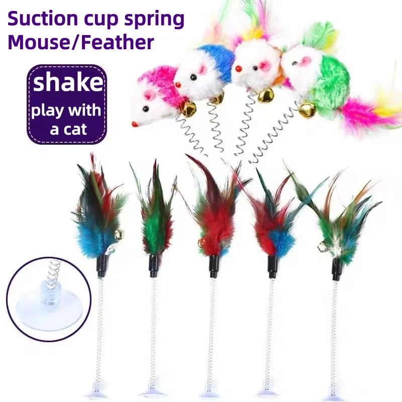 Funny Kitten Cat Teaser Wand Toy Interactive Stick Wire With Bell And Feather Toys For Pet Cats Indoor Chaser Exercise Supplies