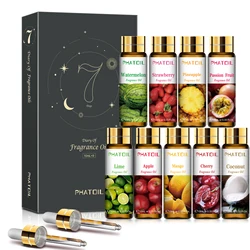 PHATOIL 9PCS Fragrance Oil Set 10ml Aromatherapy Essential Oils For Diffuser Strawberry Watermelon Cherry Apple Lemon White Musk