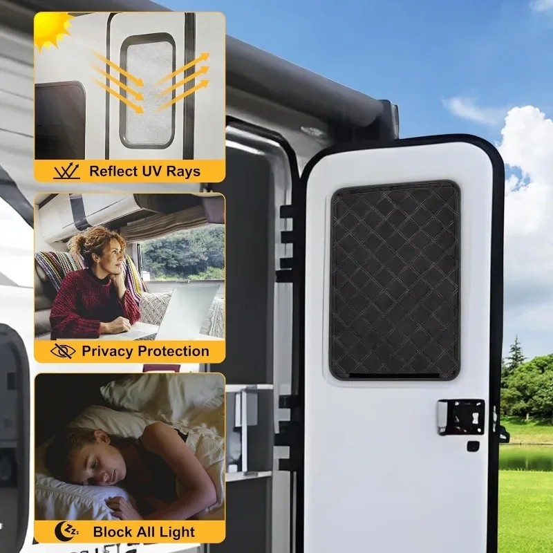 RV Door Window Shade Foldable Camper Sun Shade Windshield Blackout Cover Caravan Accessories for RV Interior Door Vent Window