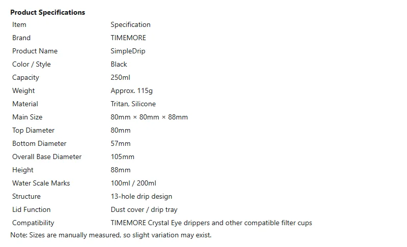 TIMEMORE SimpleDrip Water Dropper With Lid 13 Holes For Uniform Water Discharge Maintain A Constant And Stable Flow Of Water