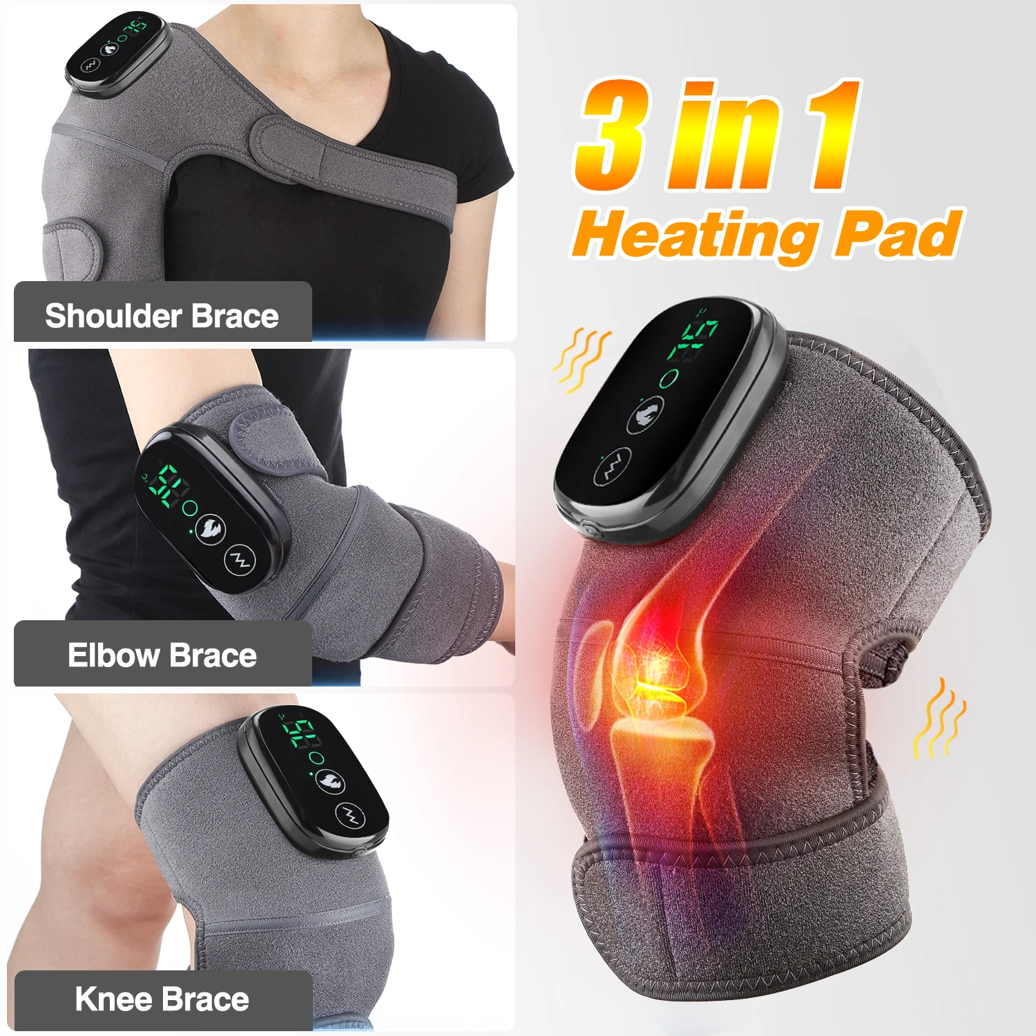 Smart Electric Knee Pad Massagers with Heat Thermal Joint Pain Relief Vibration Shoulder Elbow Knee Heating Pads Health care