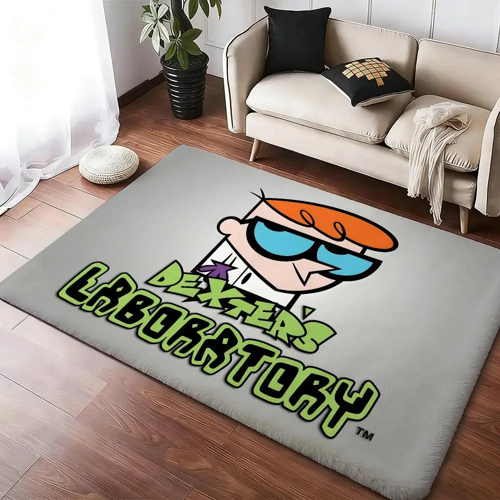 Dex-ters Laboratory Floor Mat Soft Thickened Absorbent Non-Slip Bedroom Living Room Door Mat Home Decor Flannel Rugs