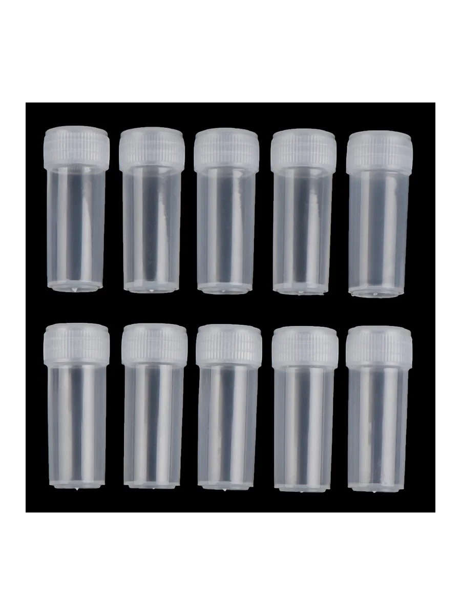 Tubes à essai en plastique de 5ml, 100 pièces, bouteilles à bouchon à vis pour fournitures de chimie scolaire