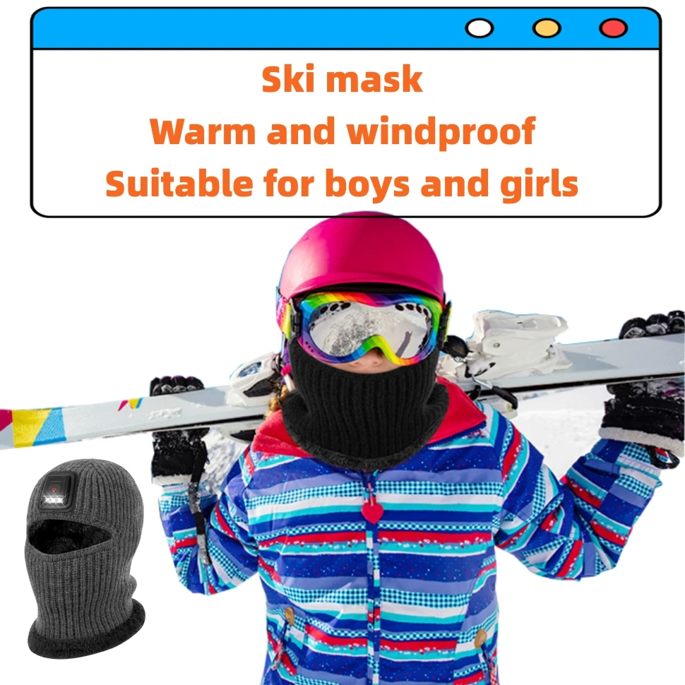 Dziecięce zimowe maski narciarskie, chroniące twarz i szyję, wiatroodporne, z grubą pluszową podszewką, nadają się do jazdy na nartach na świeżym powietrzu.