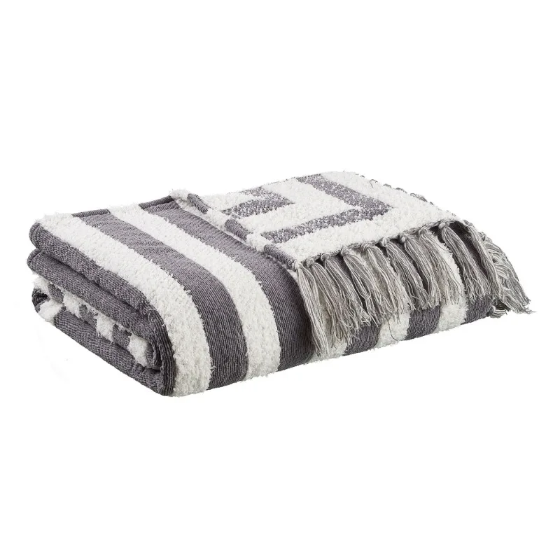 

Textured Cozy Woven Chenille Throw, 50"x72", Grey Arch