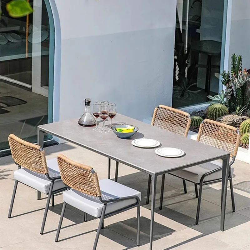 

Outdoor leisure table and chair rock slab dining table and chair combination courtyard villa outdoor garden simple