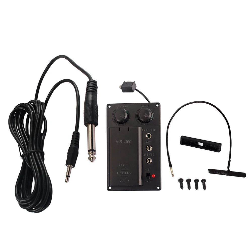 1 Set Violin Equalizer Mute Preamp Pickup EQ with Piezo Electric Violin Accessory DIY with Plug Hole Output Cable