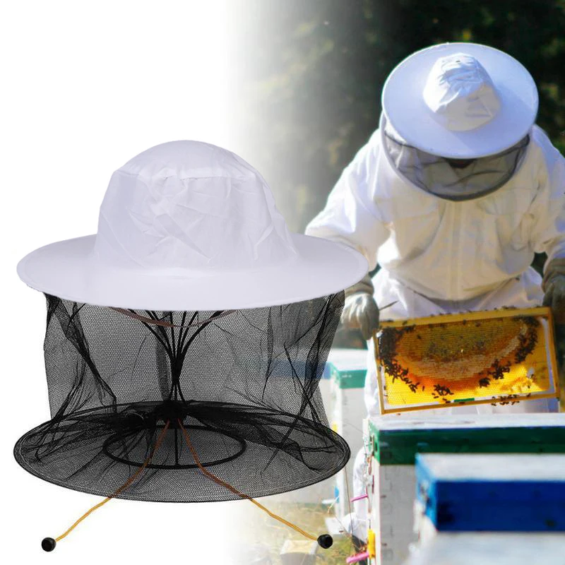 1pc White Beekeeping Protective Hat Veil Combo Bug Mesh Mask Beekeeper Gear Anti Bee Sting Safety Equipment Essential Accessory