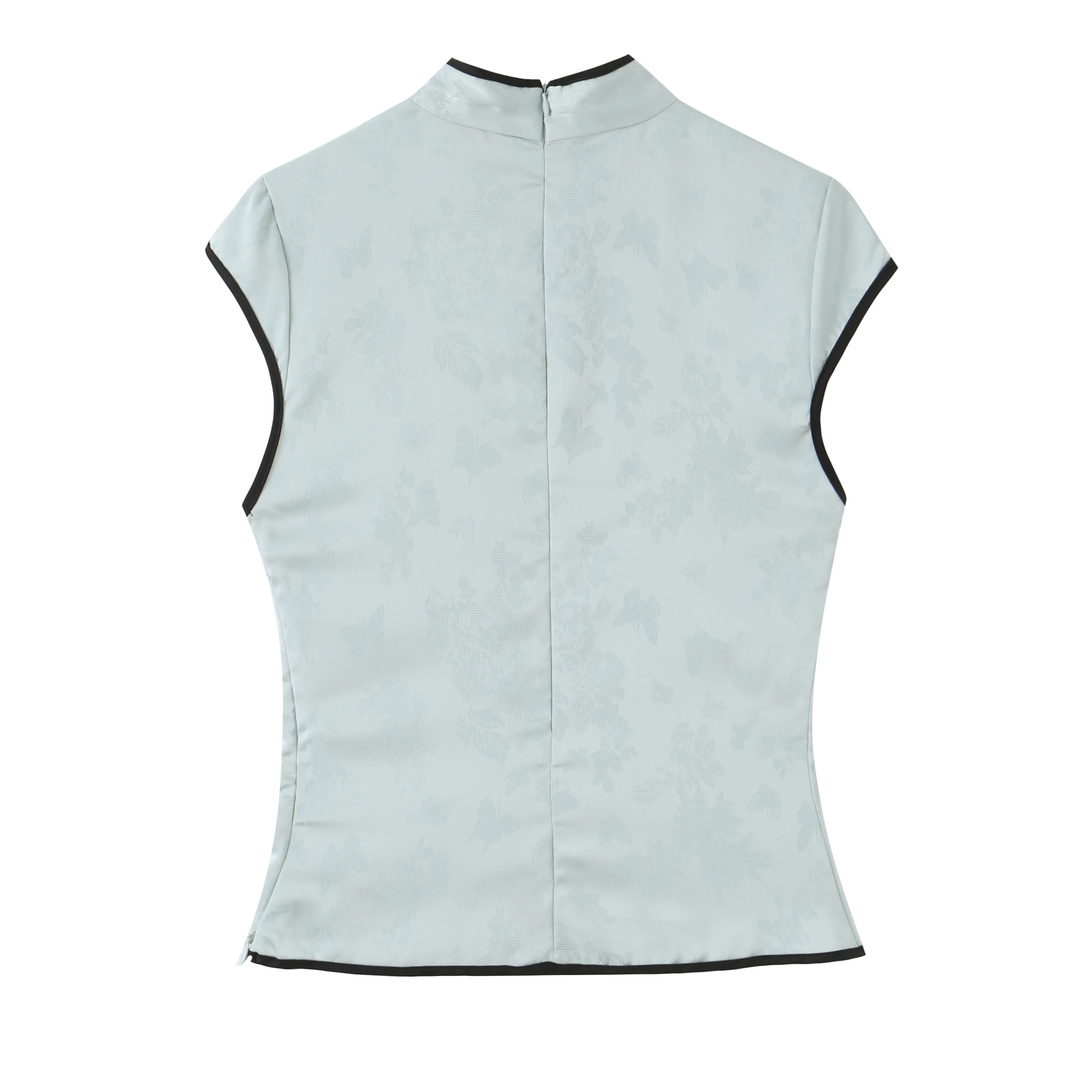 BSAY New Summer Elegant Jacquard Satin Qipao Top For Women Sleeveless Mandarin Collar Frog Buttons Slim Elegant Cheongsam Blouse view 5