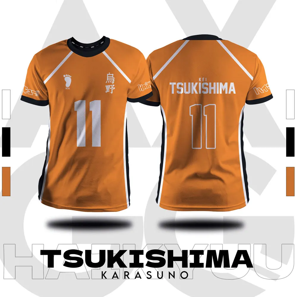 Haikyuu Fukurodani naranja dibujos animados Anime Cosplay hombres Jersey verano manga corta niños camiseta Top 2024 nueva moda mujer camiseta