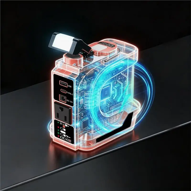 ABKL-Portable Power Inverter DC 18V To AC 110V For Dewal 20V Li-Ion Battery W/ LED Light USB Type-C DC AC Output Port US Plug