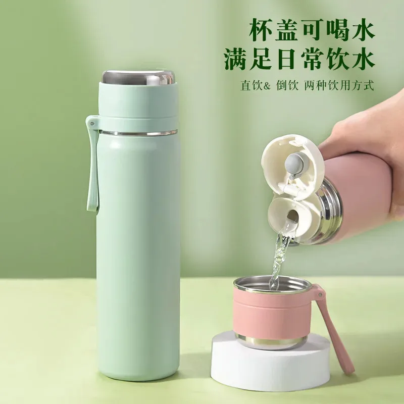 bullet style stainless steel insulated thermos cup, portable student water bottle for boys girls, leakproof vacuum travel mug