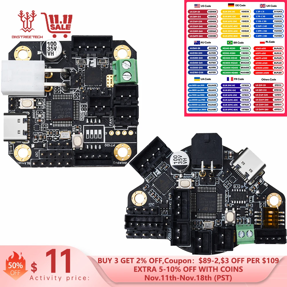 Плата адаптера BTT EBB36 EBB42, плата с поддержкой Canbus и Usb PT100, встроенный драйвер TMC2209 для 3D-принтера Raspberry Pi Blv Ender 3