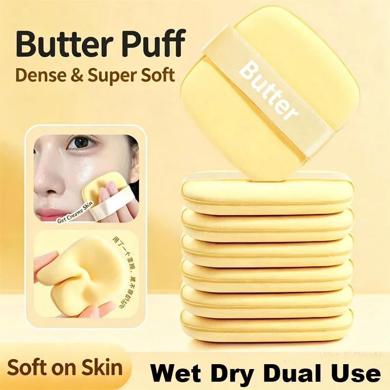 6/10pcs Butter Cookie Makeup Sponge Puff Wet Dry Dual Use Foundation Cushion Puff Non-Absorbent Powder Puffs with Storage Box