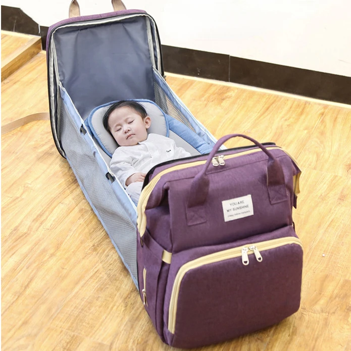 Folding Portable Baby Bed Mommy Bag,Go Out Portable Large-capacity Mother and Baby Stroller Bag ,Multi-purpose Mommy Diaper Bags