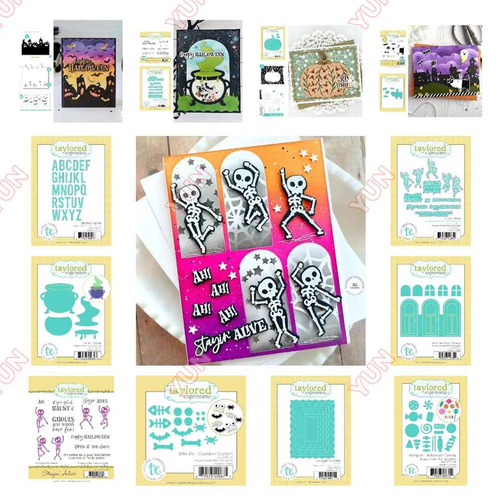 

Arrival New Dies and Stamps Halloween Candy Pumpkin Spooktacular Sentiments Layered Stencils DIY Making Scrapbooking Card Crafts