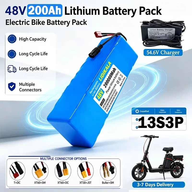 13S3P 48V 200000mAh 200Ah 1000W Lithium-Ionen-Akkupack mit BMS + 54,6V …
