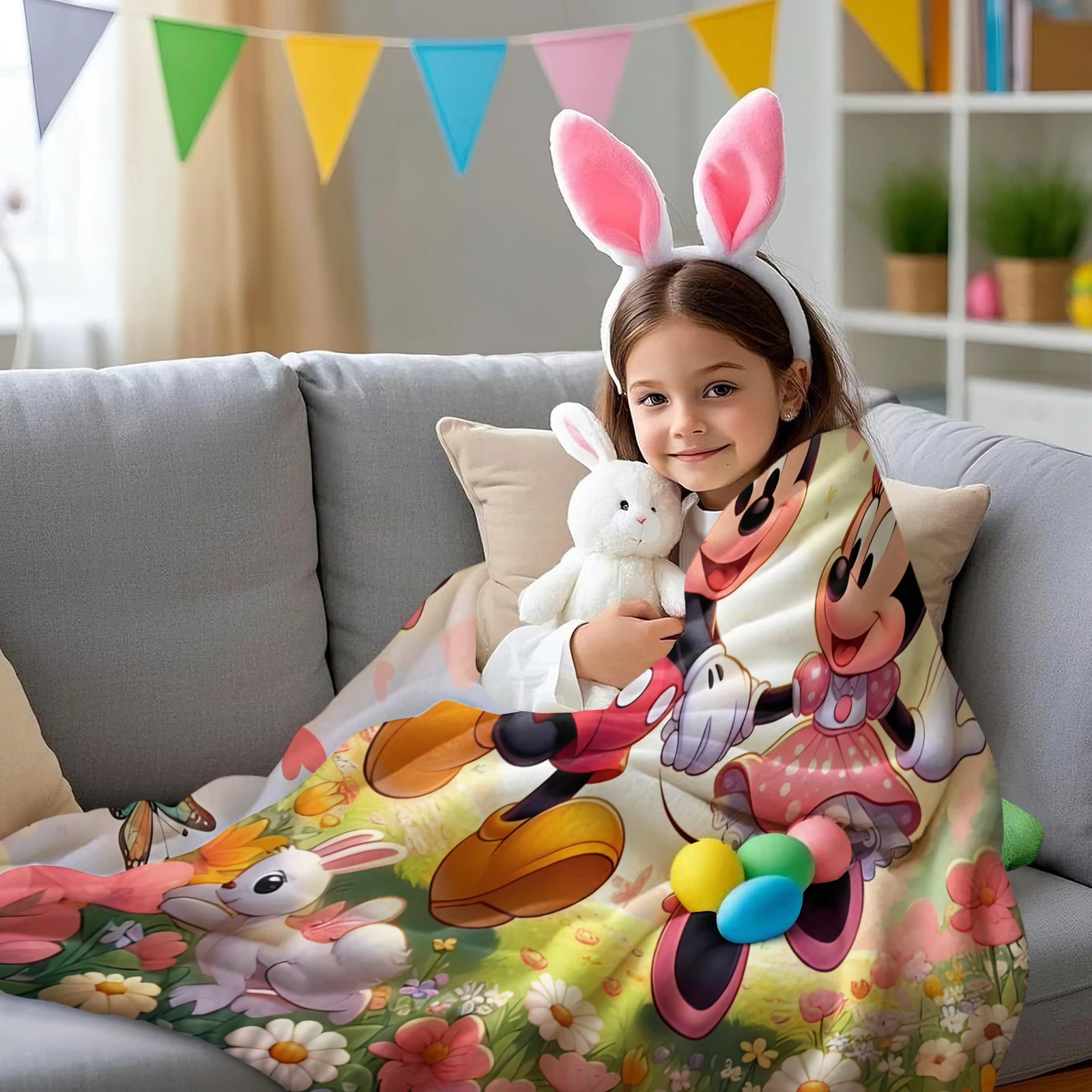 Kawaii Mickey Minnie Print Flanellen Deken Warme Gooi Deken Thuis Bank Lunchpauze Dekens Zachte Kinderen Student Dutje Deken