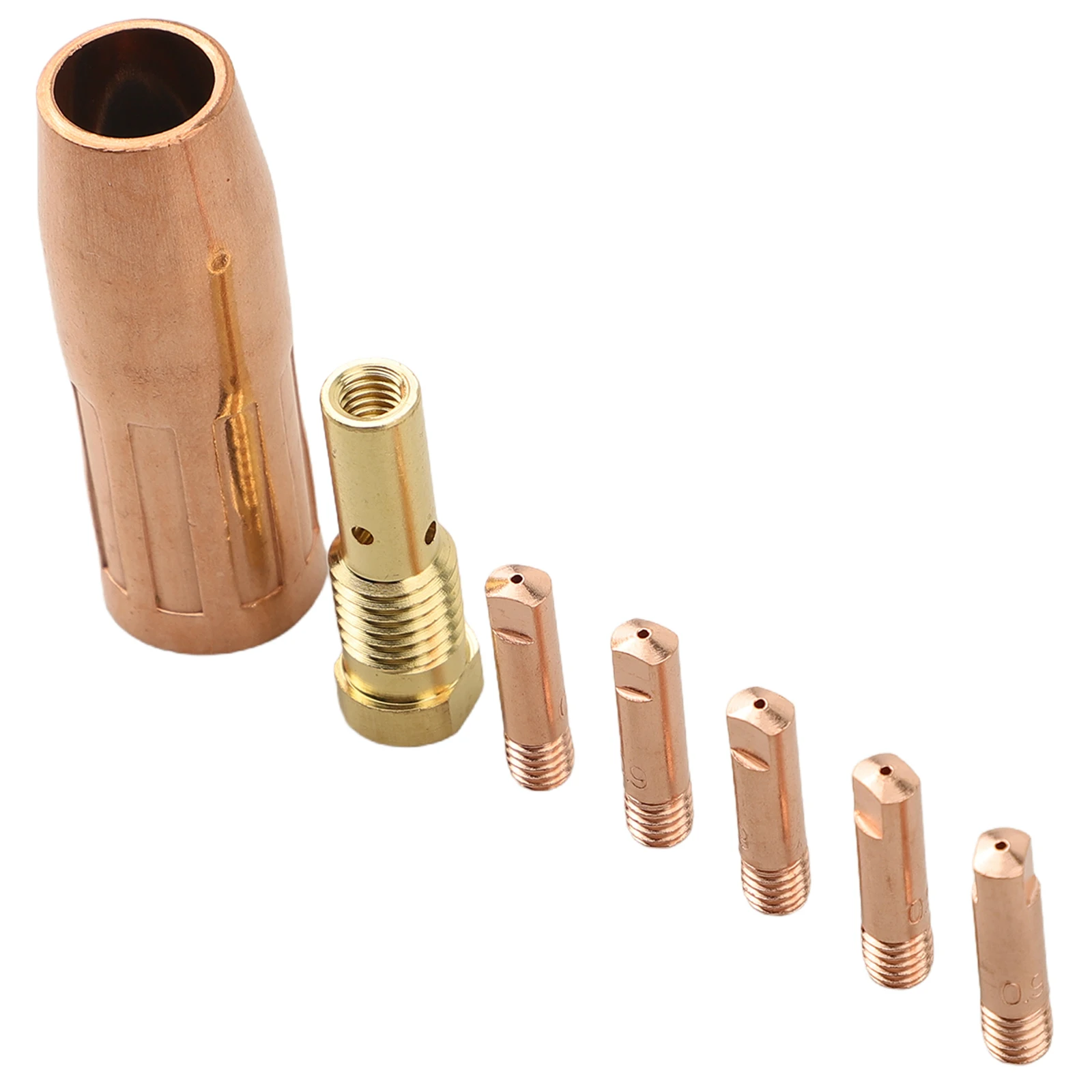 7個/セット MIG溶接ノズル フラックスコア ガスレス 0.6mm 0.8mm 0.9mm 1.0mm 1.2mm 真鍮ノズルチップキット MIG溶接トーチ用