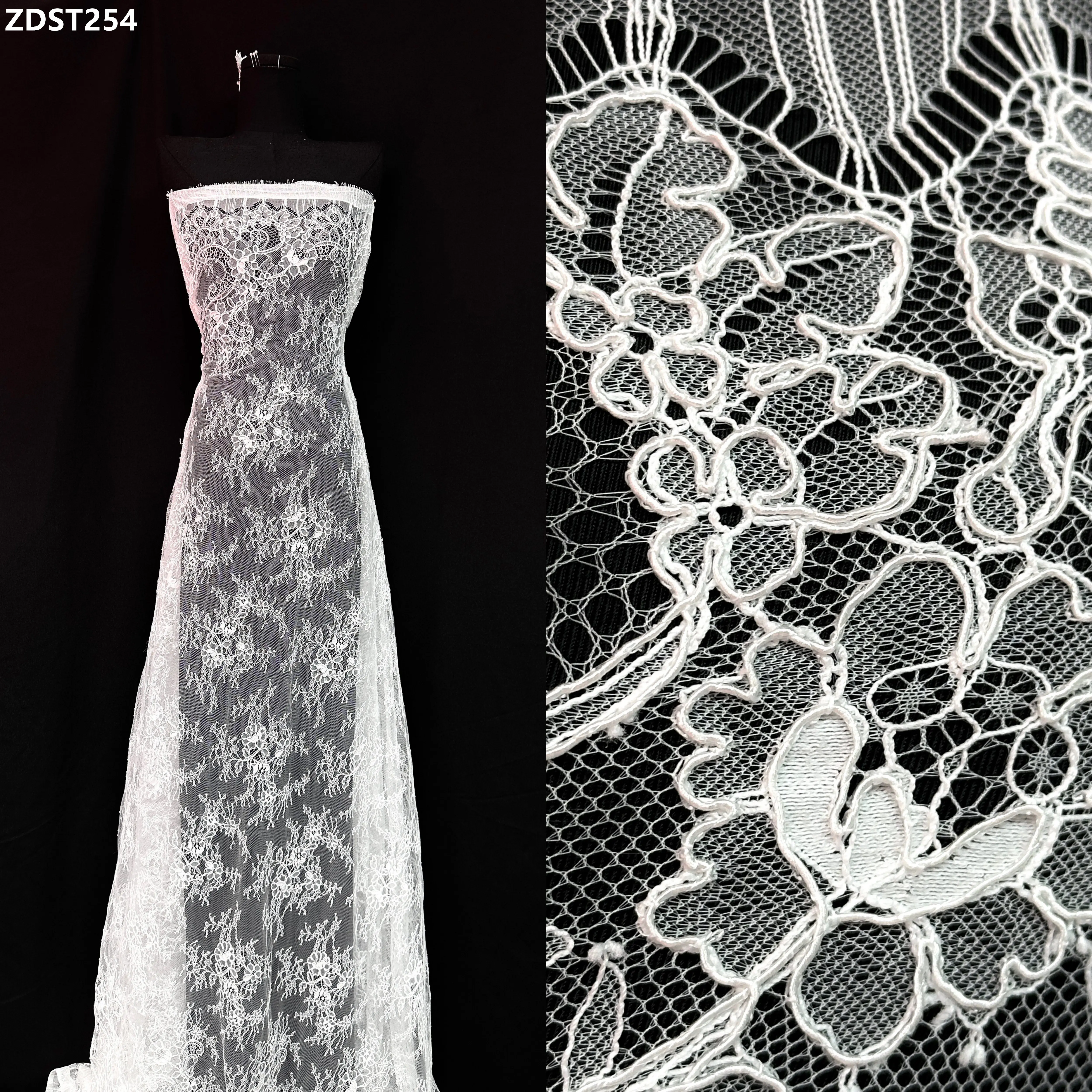 

Luxury 3.3Yards Bridal Dress Wedding Nigerian French Tulle Net Lace Fabric with Sequins Beads African Wedding Party