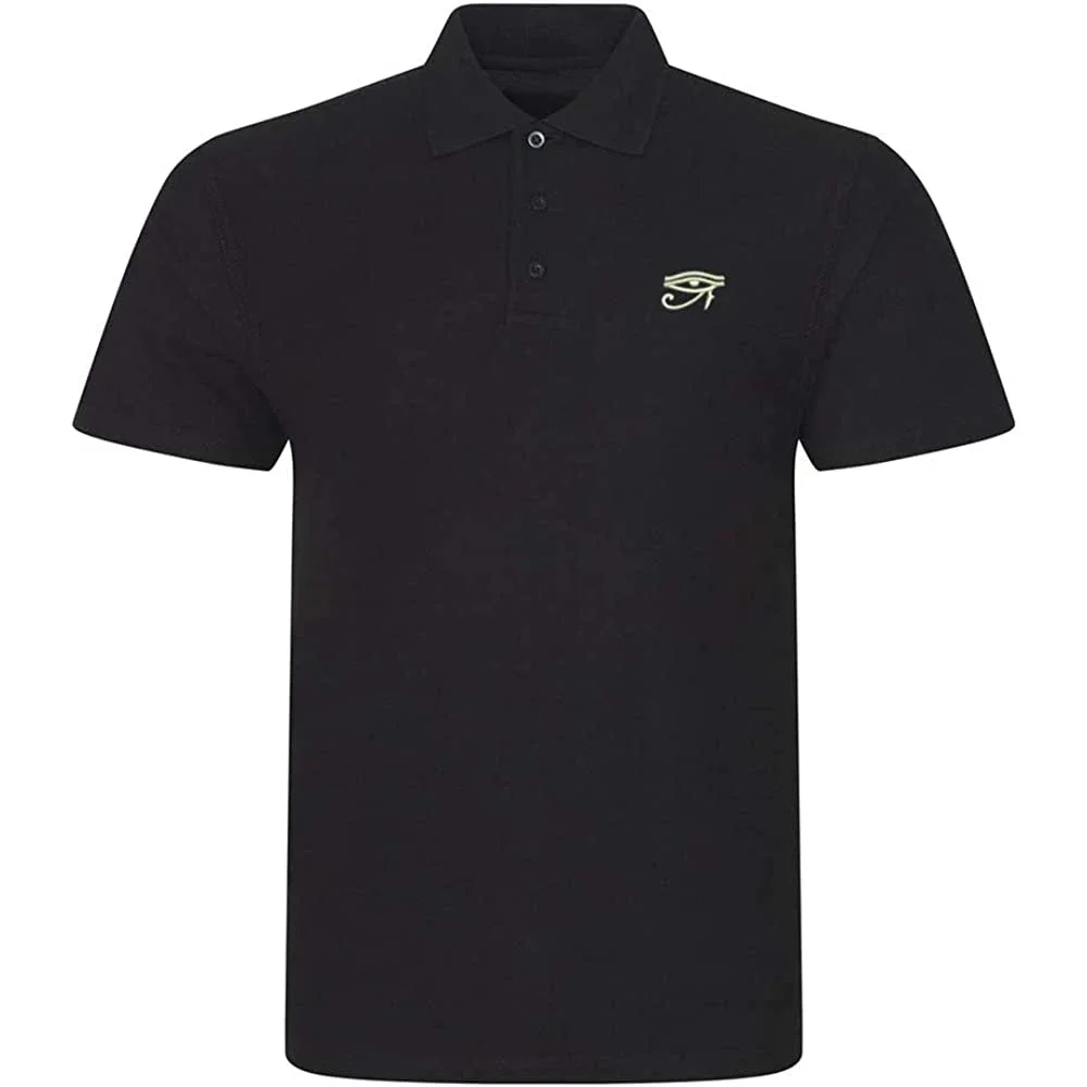 Lyprerazy Men's Polo Shirt Eye of Horus Embroidered Short Sleeve Polo-Shirt Embroidery Casual Golf Shirt