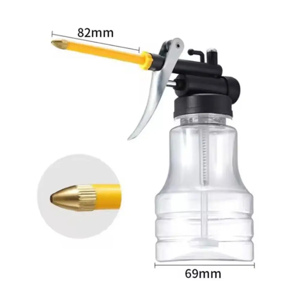 250ML Oil Can High Pressure Hand Pump Oiler Lubrication Metal Gun for Lubricants Oiler with Oil Spray Hose Car Oil Pot Bottle