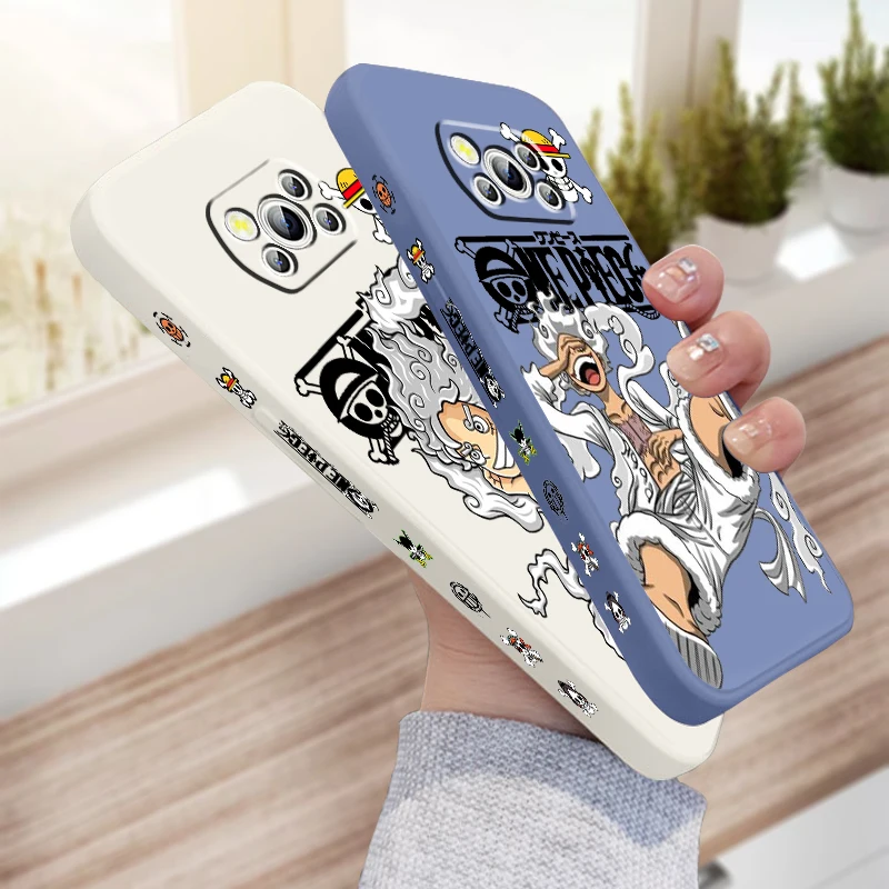 

Japanese One Piece Luffy Cool Liquid Left Rope For Xiaomi Mi Poco X6 X5 X4 X3 M6 M5 M5S M4 M3 F5 F4 F3 Pro 5G Back Phone Case