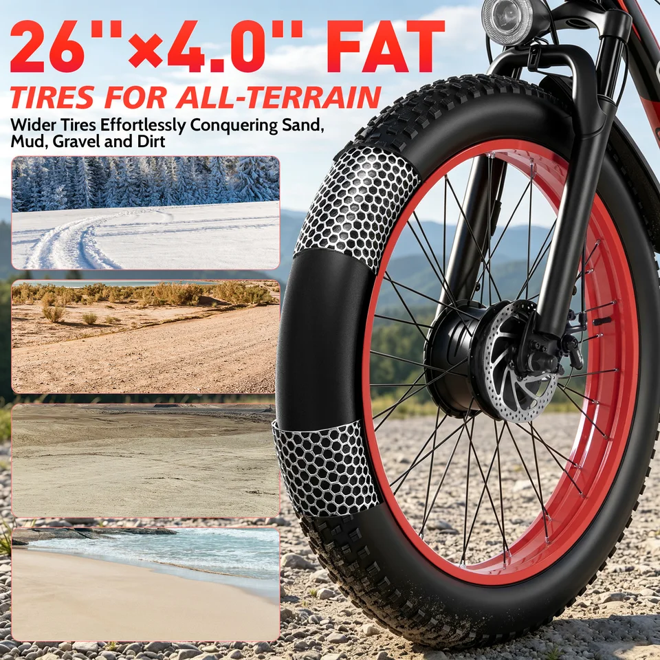 3000W Electric Bike 48V 23Ah Battery 26" 4.0 Fat Tire Ebike 40MPH High Speed Mountain Bicycle Off-Road Snow Bike for Adults image 7