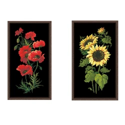 Fiori di papavero rosso pacchetto punto croce set di piante aida 18ct 14ct 11ct panno nero kit di persone ricamo ricamo fatto a mano fai da te