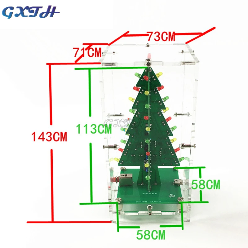 DIY Electronics Kit 3D Christmas Tree RGB Flash Circuit Board Soldering Practice Assembly Kit