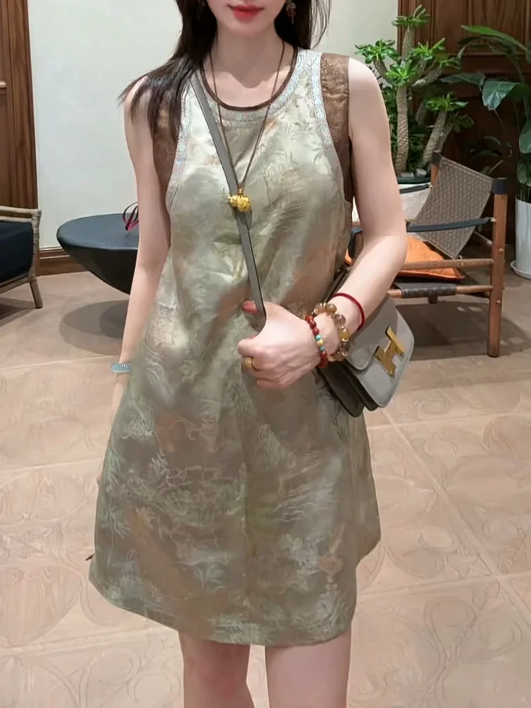 

Новое китайское модное летнее платье 2025 года, больших размеров, тонкое, миди, повседневное, для работы и отдыха