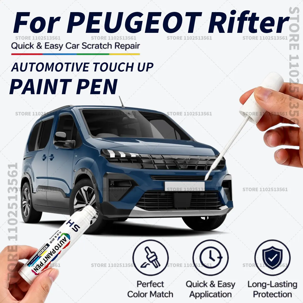 Quick Dry Car Touch Up Paint Pen Auto Scratch Repair Brush for Paint Chips Scratches and Scuffs For PEUGEOT Rifter E-Rifter