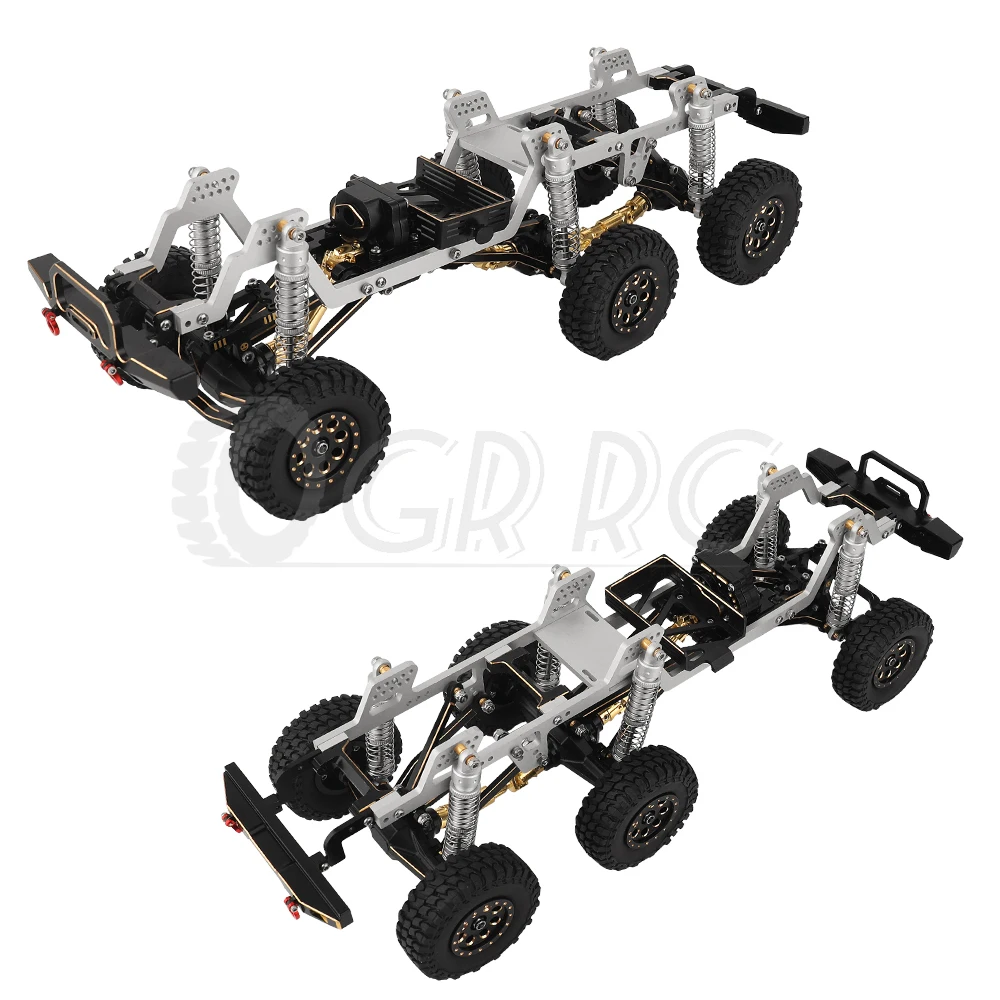 TRX4-M mosiężna i metalowa rama podwozie samochodu 6x6 RC z przednia część środkowa tylnymi osiami skrzynia biegów DIY dla TRX4M 1/18 części zdalnie