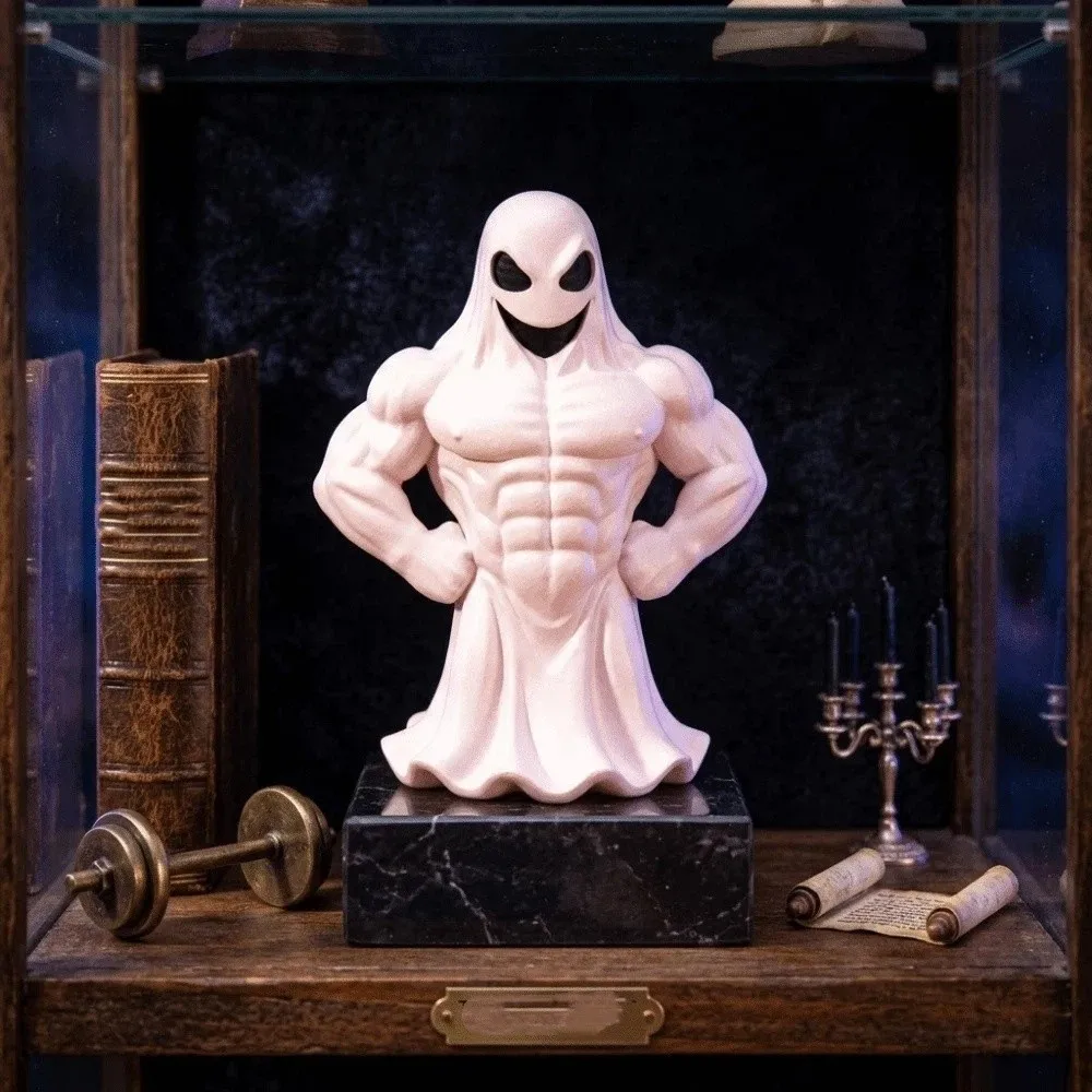 Solid Premium Resin Ghost Resin Statue Fine Polishing Fade Resistant Halloween Desktop Decor Classic Ghost Cloak Styling