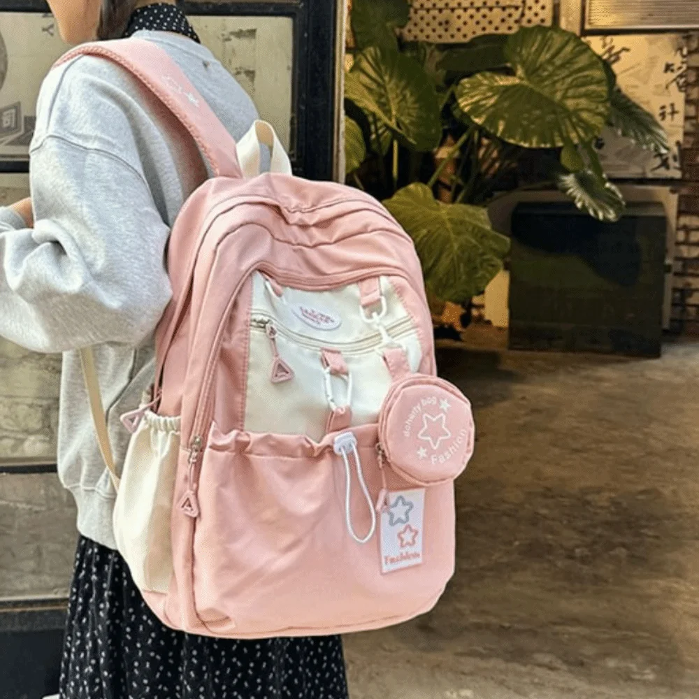 

Женский рюкзак Leisure Star с кошельком для монет, нейлоновая сумка на плечо с мультяшным принтом, в стиле Харадзюку, корейский стиль, школьный ранец для старшеклассниц