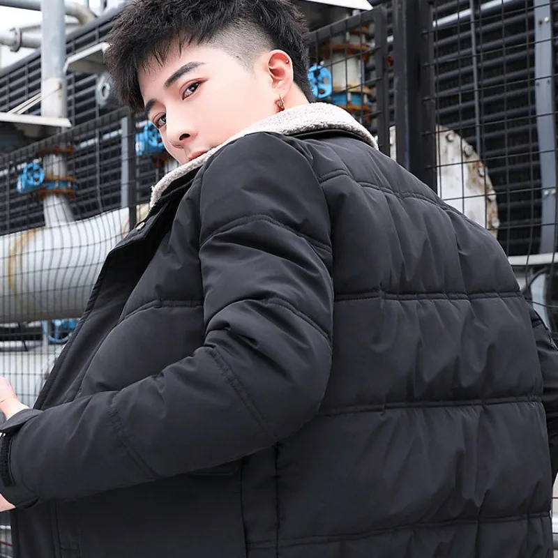 2023 New Men Down Cotton Coat Winter Jacket Short Loose Leisure Plus Fleece Thicken Parkas Fur Collar Outwear Joker Overcoat