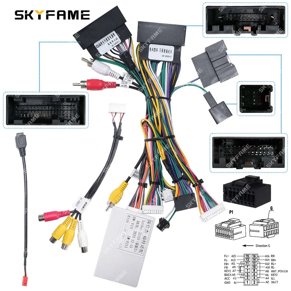 SKYFAME Car 16pin Wiring Harness Adapter Canbus Box Decoder Android Radio Power Cable For Ford Kuga Escape