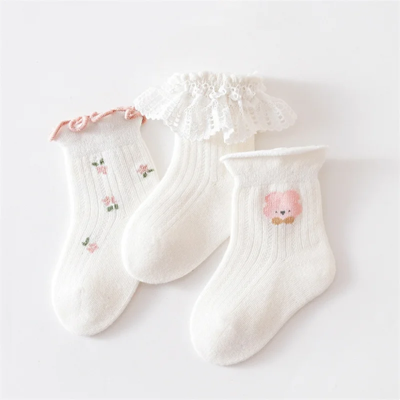 

3Pairs/lot Baby Girls Socks Summer Thin Mesh Kids Girl Frilly Lace Socks Cotton Children Dance Princess Sock Spring Summer 0-5Y