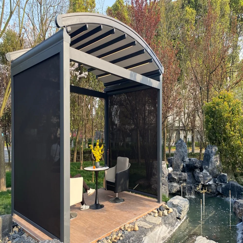 Retractable Roof Outdoor Waterproof PVC Aluminum Motorized Electric Canopy Folding Roof Patio Sun Shade Automatic Balcony Remote